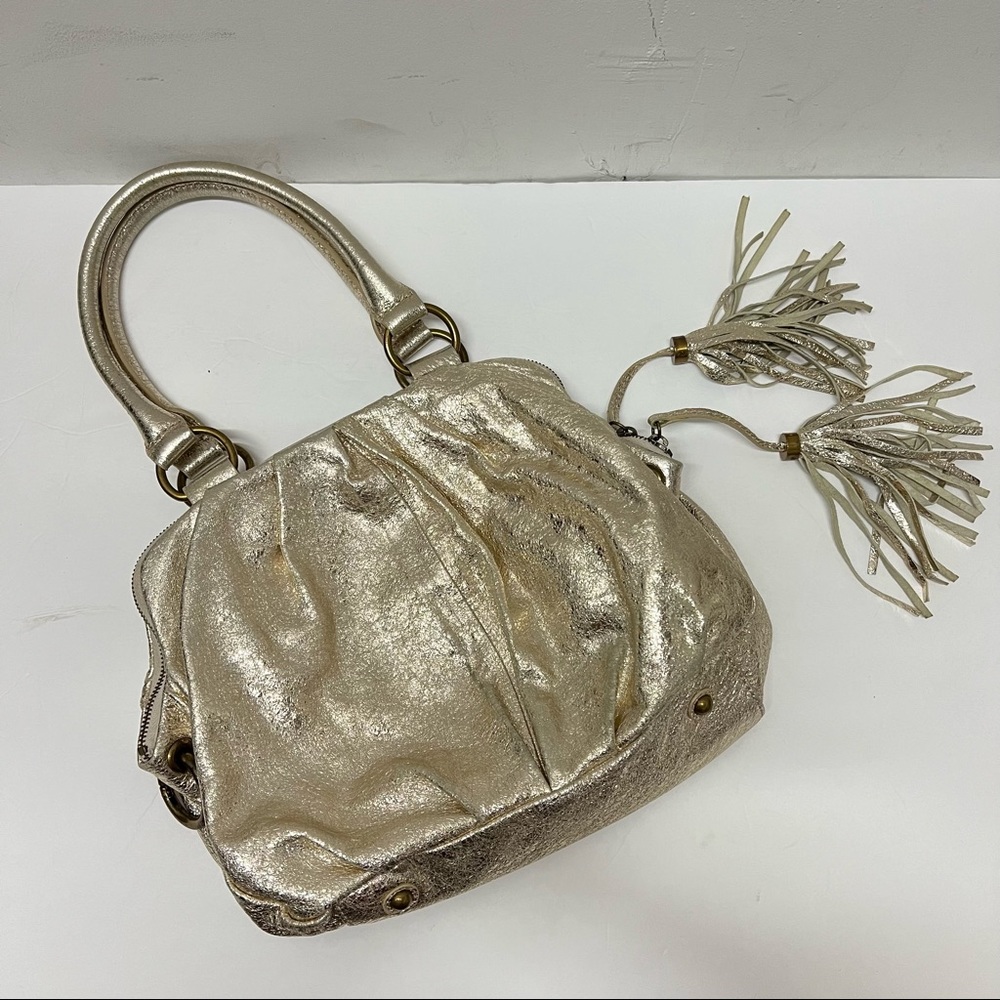 J. Crew Gold Leather Handbag